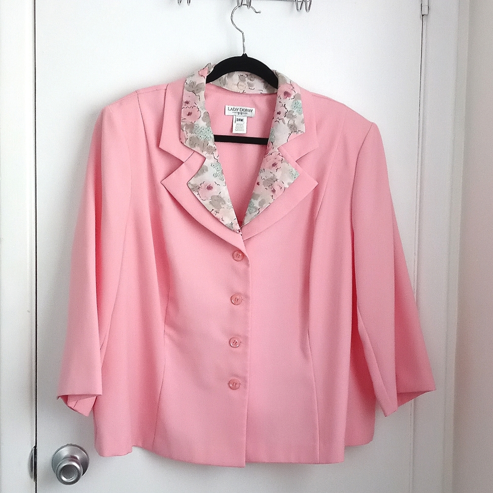 Womens 2 Piece Vintage Jacket Skirt Set Dress Size 24 W